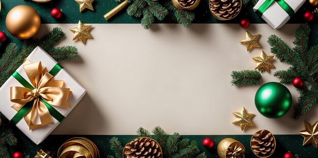 Fundo de Natal com brinquedos e presentes para um banner de inscrição Generative AI