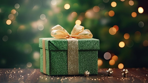 Fundo de Natal com caixa de presente verde