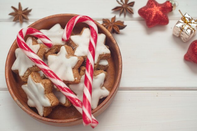 Fundo de natal com doces e biscoitos de natal