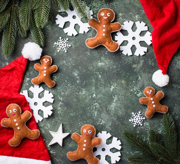 Fundo de Natal com feltro homem-biscoito