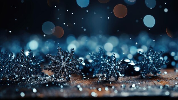 Fundo de natal com flocos de neve brilhantes paisagem de inverno