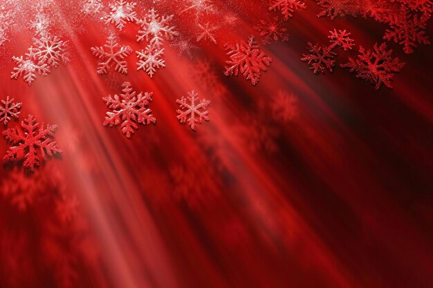 Foto fundo de natal com flocos de neve em vermelho fundo abstrato fundo de natal