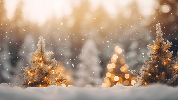 fundo de Natal de inverno abetos nevados