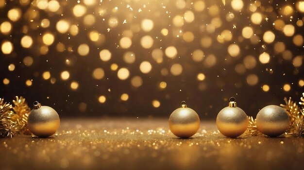 Fundo de Natal dourado com estrelas e luzes bokeh