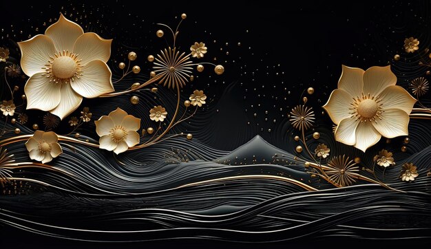 Foto fundo de natal dourado e preto no estilo de composições ousadas e gráficas