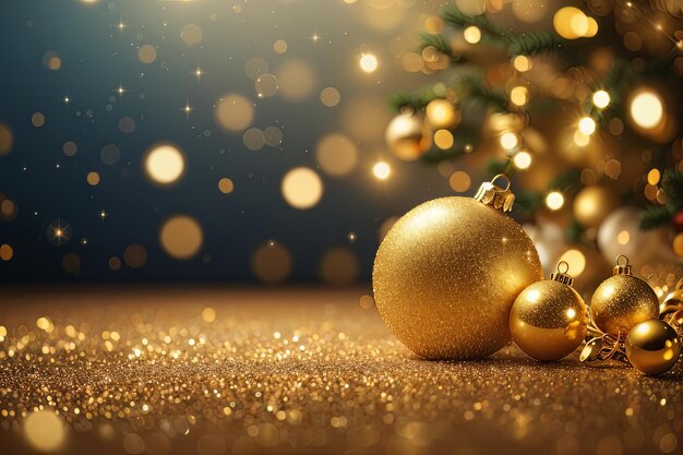 Fundo de Natal Dourado Mágico com Glitter e Bokeh