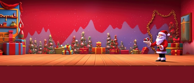 Foto fundo de natal e ano novo caixa de presentes de pilha realista 3d de papai noel ai gerado