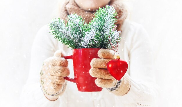 Fundo de natal. feliz ano novo. foco seletivo