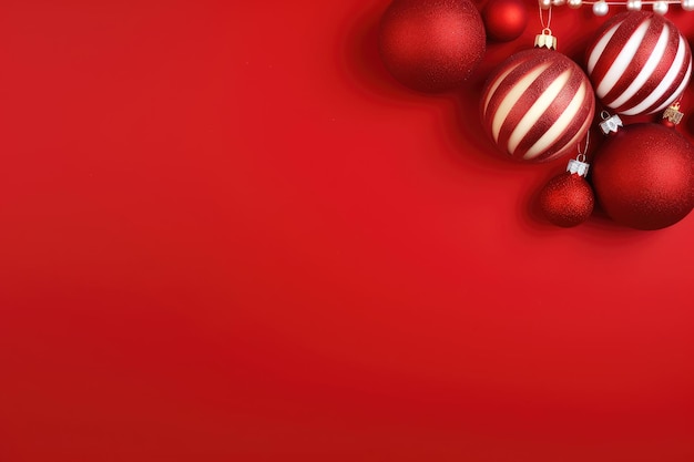 Foto fundo de natal festivo com cana-de-açúcar e bolinhas no estilo de vermelho ai generativa