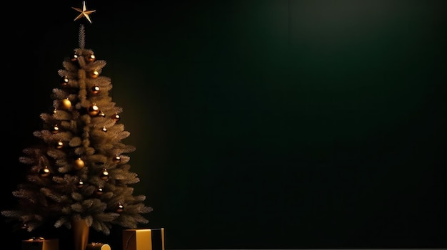 Fundo de Natal minimalista com ilustração de árvore de Natal AI GenerativexA