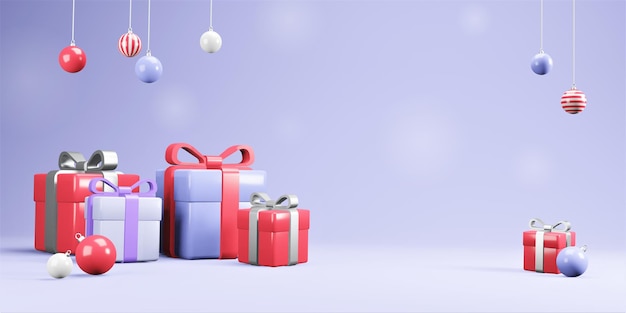 Fundo de Natal ou Ano Novo Feriado de Inverno Design de plástico 3D para banner web de cartão de saudação