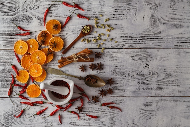 Fundo de natal picante. ingredientes para cozinhar assar natal.