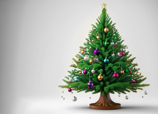 fundo de Natal realista com globos e árvore