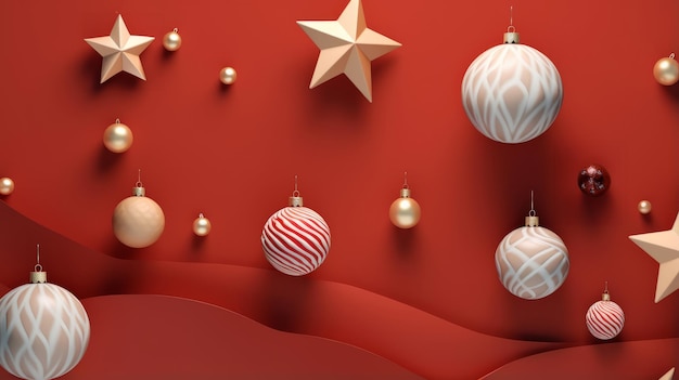 Fundo de Natal Vermelho Decorações de Natal Modernas, Criativas e Elegantes