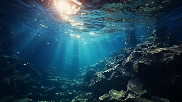 Fundo de natureza profunda subaquática do mar ou do oceano