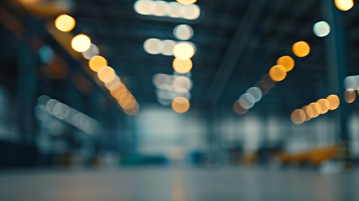 Foto fundo de negócios desfocado armazém desfocado com fundo de luz bokeh ia geradora