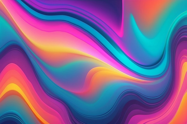 Fundo de néon holográfico Abstracto psicodélico colorido Ondas de cor pastel para fundo