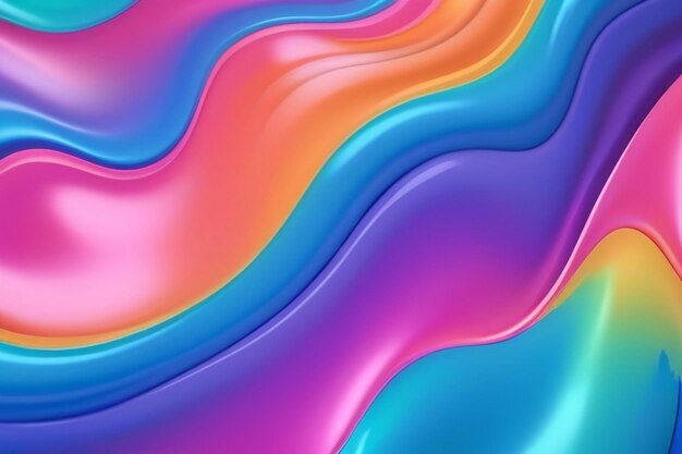 Fundo de néon holográfico Abstracto psicodélico colorido Ondas de cor pastel para fundo