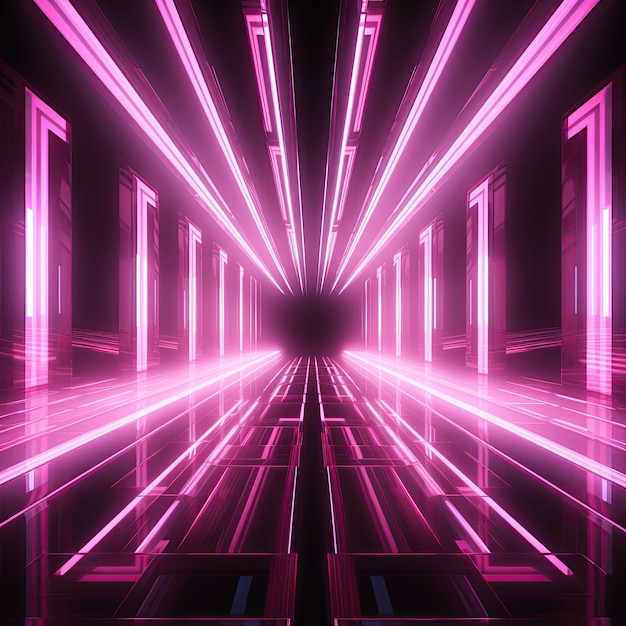 fundo de néon rosa raios brilhantes espaço virtual