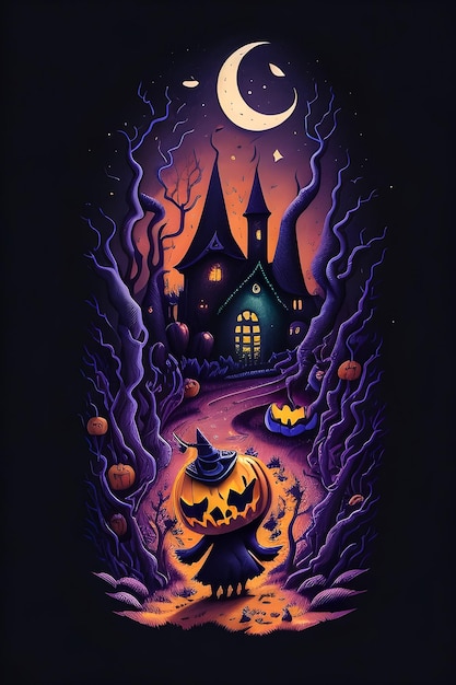 Fundo de noite assustador design de camiseta de halloween