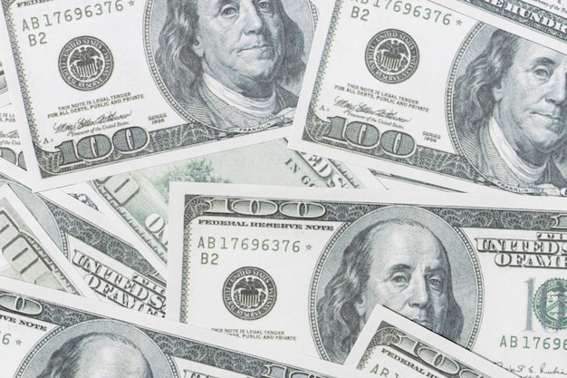 Fundo de notas de dólar americano Notas de cem dólares