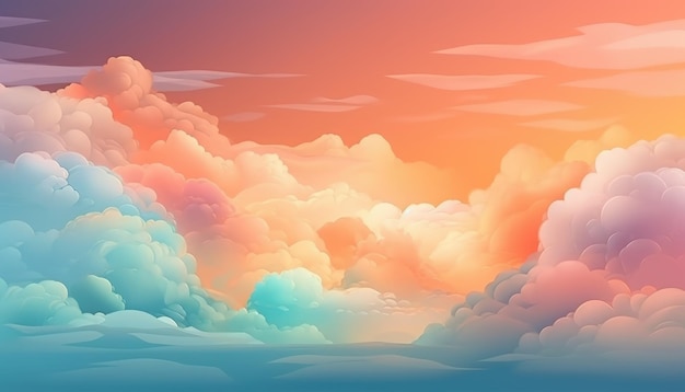 Fundo de nuvens coloridas suaves com ai generativo