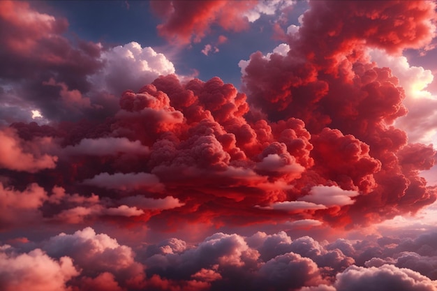 Fundo de nuvens vermelhas Fundo de nuvem Fundo de nuvens Fundo de céu Textura de nuvens AI Generativo