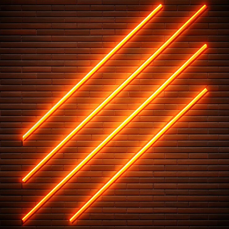 Foto fundo de objeto de linha de néon laranja diagonal