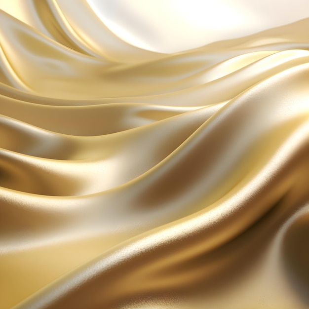 Fundo de ondas de cetim de seda elegante abstrato Tecido liso dourado com padrão curvo Generative Ai