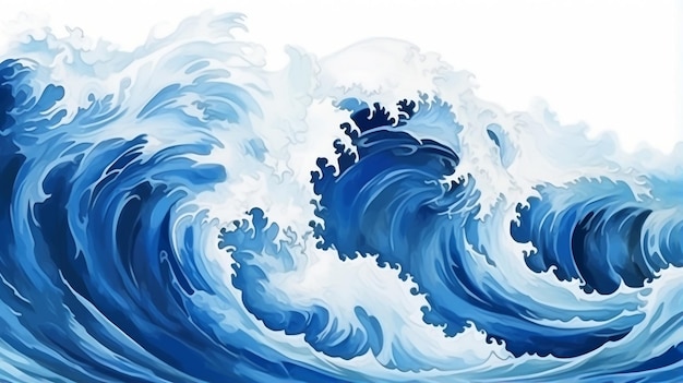 Fundo de ondas japonesas Arte do oceano azul japonês ilustração