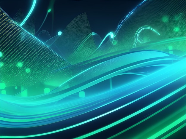 Fundo de ondas sonoras de néon verde