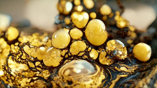 fundo de ouro 3d, resumo líquido sólido de ouro brilhante espetacular