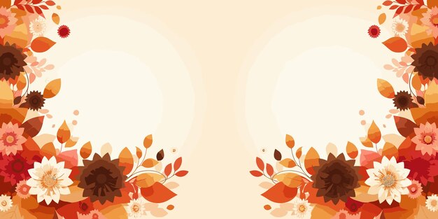Fundo de outono com flores e folhas florais Ilustração vetorial e espaço para texto