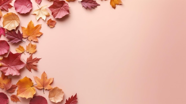 Fundo de outono com folhas caindo em cores pastel Ilustração AI Generative