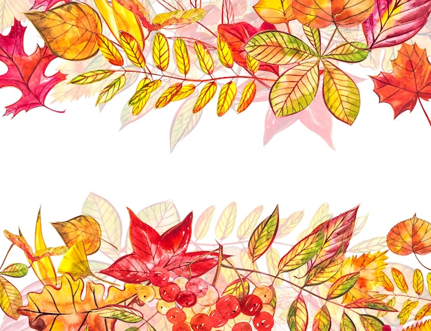 Fundo de outono. Ilustrações sazonais. . Ilustração em aquarela.