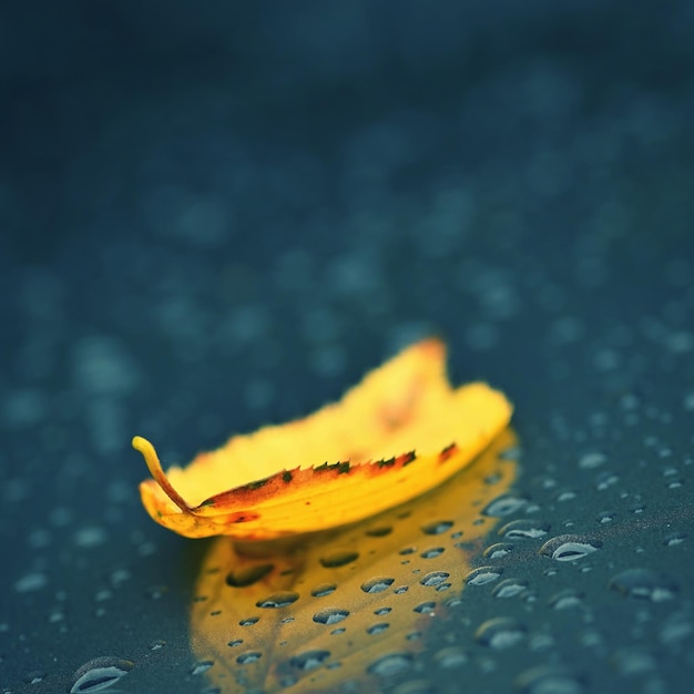 Fundo de outono Lindas folhas coloridas de uma árvore Tempo de outono na natureza Conceito de gotas de água para a estação chuvosa