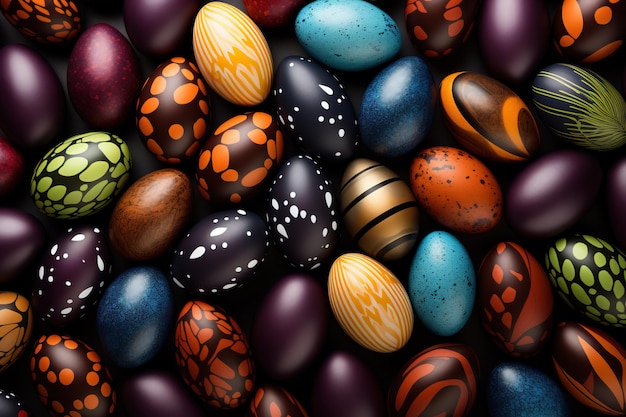 fundo de ovos de Páscoa coloridos vista superior conceito de Páscua