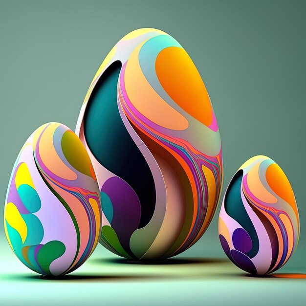 Fundo de ovos de páscoa de férias colorido páscoa festiva ovos decorados abstratamente arte ai