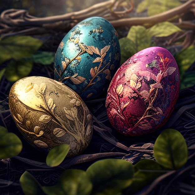 Fundo de ovos de páscoa festivo colorido ovos de páscoa decorados abstratamente