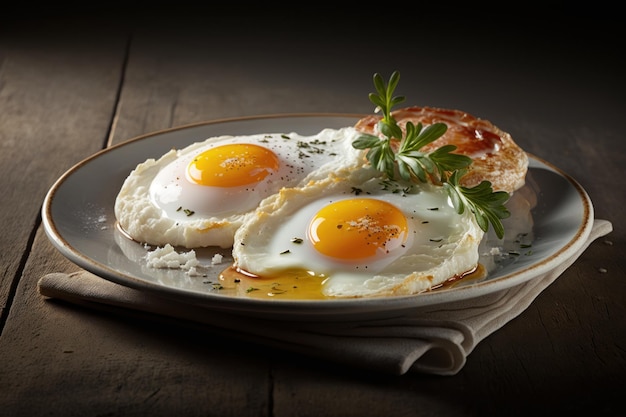 Fundo de ovos fritos Café da manhã saudável Criado Generative Ai