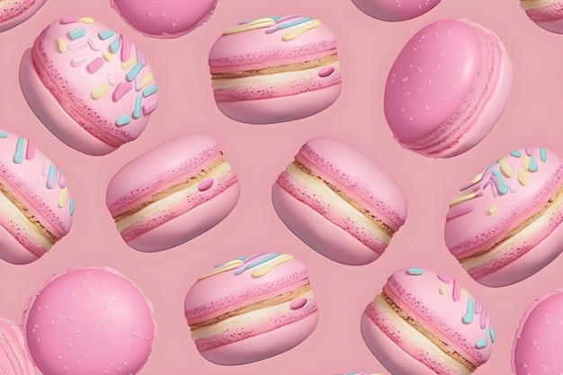 Fundo de padrão de macaroons rosa voador