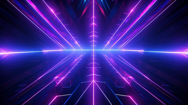 Fundo de padrão geométrico em uma luz laser futurista de néon