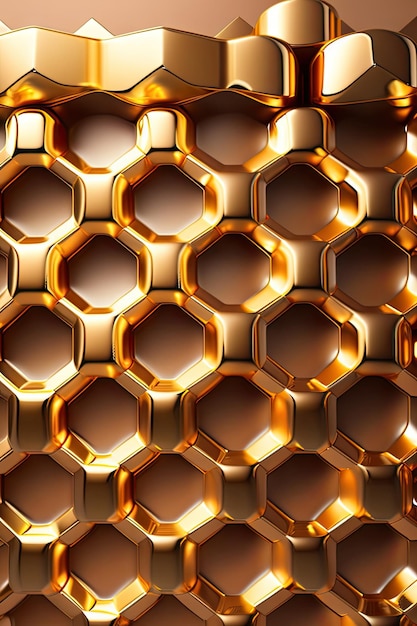 Fundo de padrão hexagonal dourado luxuoso pós-processado