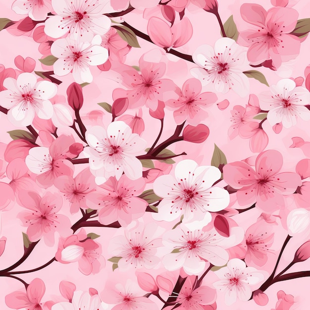 fundo de padrão sem costura exibindo uma sinfonia de flores de cerejeira em plena floração