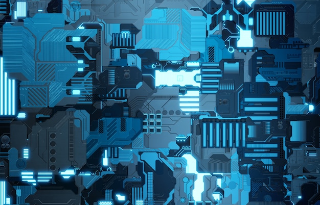 Fundo de painel futurista tecnologia azul com muitos detalhes