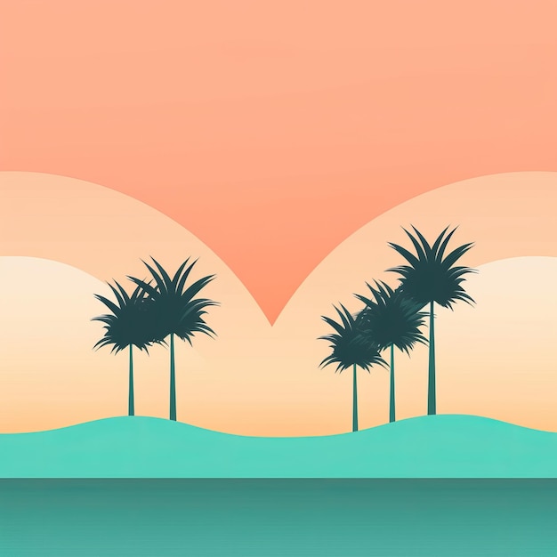 Fundo de paisagem de tema de verão abstrato minimalista