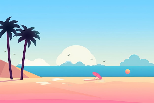 Fundo de paisagem de tema de verão abstrato minimalista