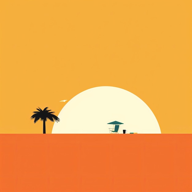 Fundo de paisagem de tema de verão abstrato minimalista