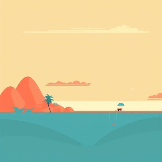 Fundo de paisagem de tema de verão abstrato minimalista