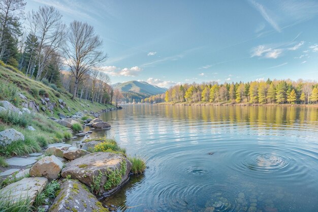 Foto fundo de paisagem renderização realista panorâmica serena panorâmica artística natureza atmosfera detalhada